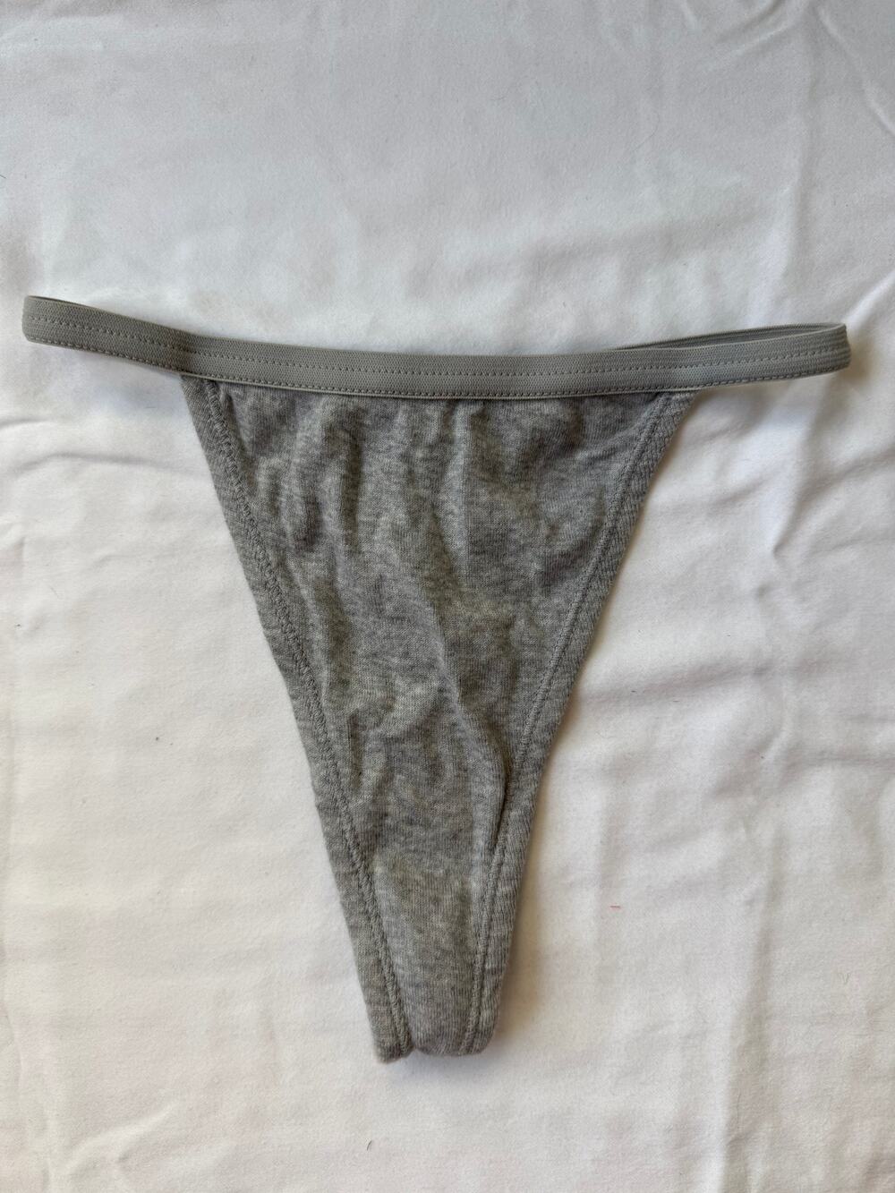 NWOT St. Eve Gray String Thong Panty Size S Cotton Stretch Y2K